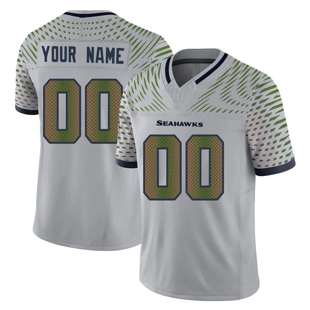 harde Custom S.Seahawks Grey Limited 2025 Rivalries Collection Home Game Any Name & Numbers Stitched Jerseys