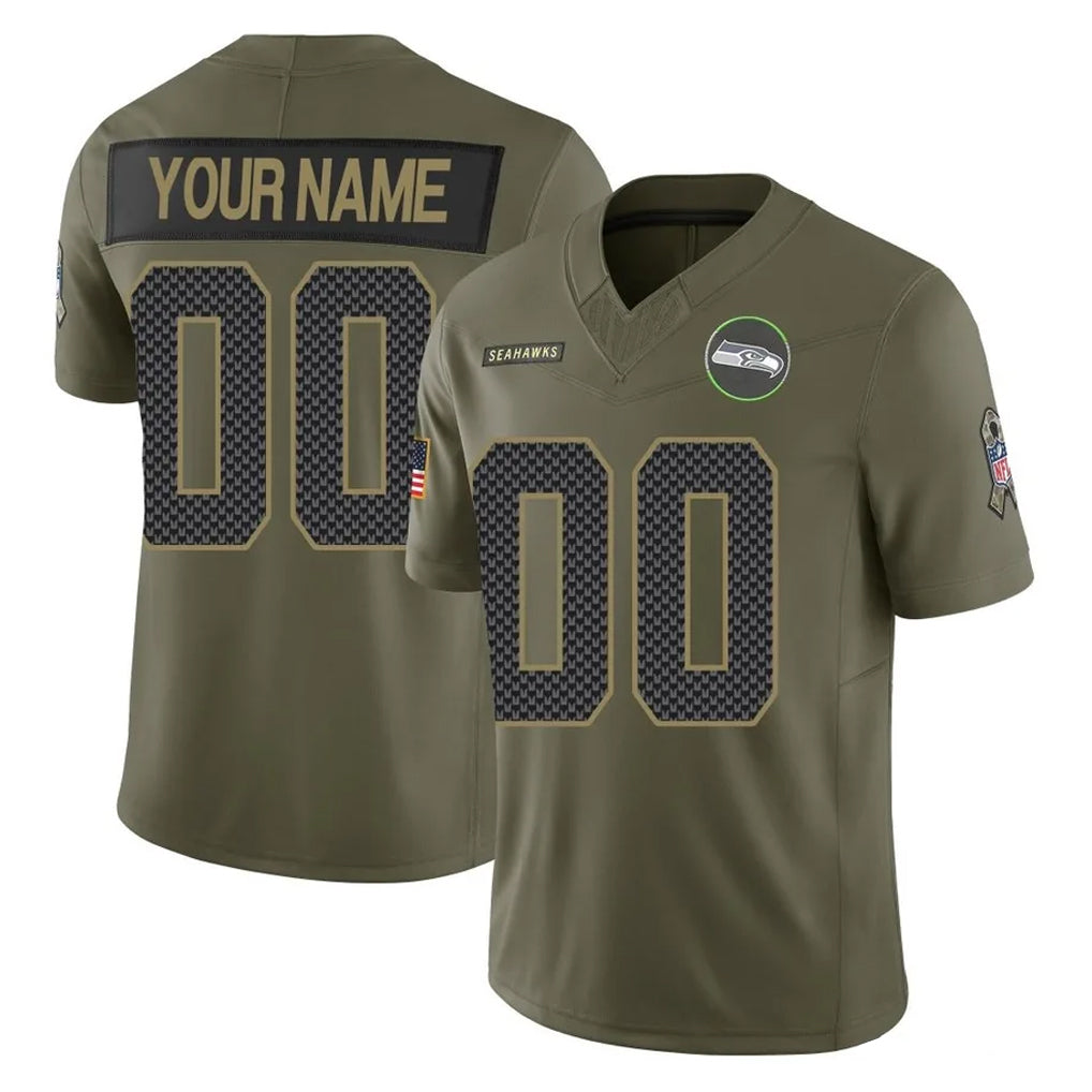 harde Custom S.Seahawks Olive 2025 Salute To Service Limited Home Game Any Name & Numbers Stitched Jerseys