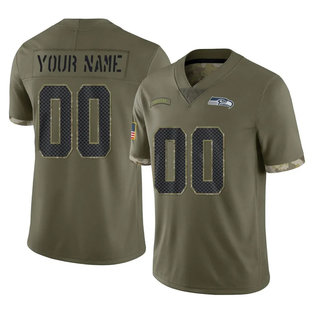 harde Custom S.Seahawks Olive Limited Salute To Service Home Game Any Name & Numbers Stitched Jerseys