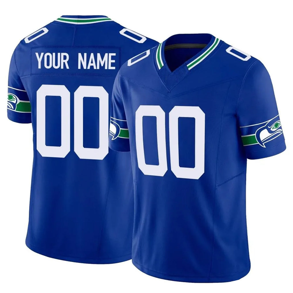 harde Custom S.Seahawks Royal Limited Throwback Vapor F.U.S.E. Home Game Any Name & Numbers Stitched Jerseys