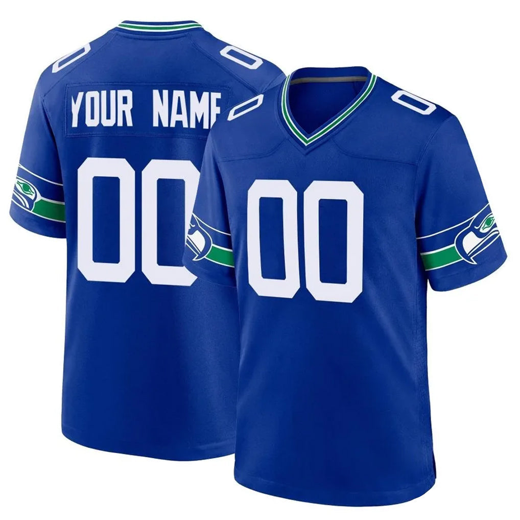 harde Custom S.Seahawks Royal Throwback Home Game Any Name & Numbers Stitched Jerseys