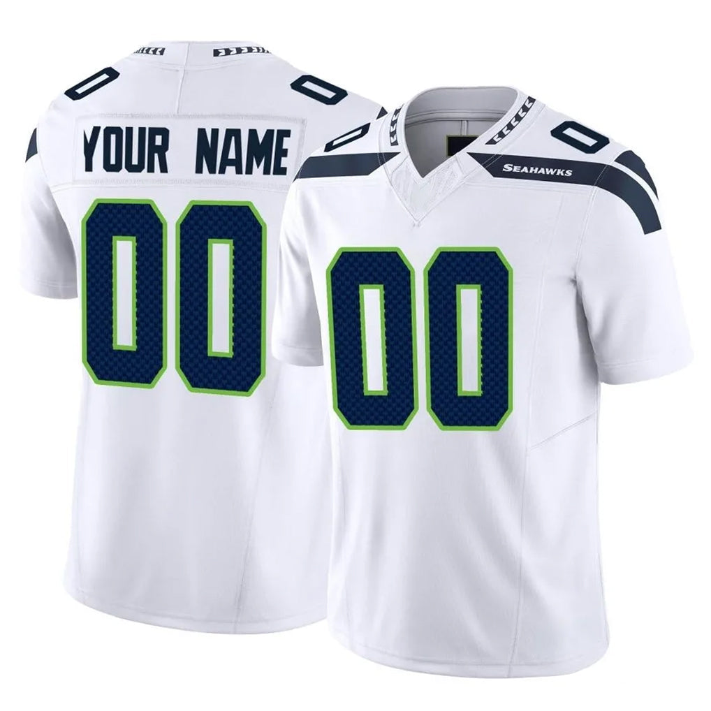 harde Custom S.Seahawks White Limited Vapor F.U.S.E. Home Game Any Name & Numbers Stitched Jerseys