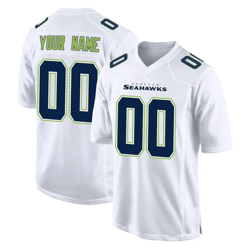 harde Custom S.Seahawks White Tundra Fashion Home Game Any Name & Numbers Stitched Jerseys