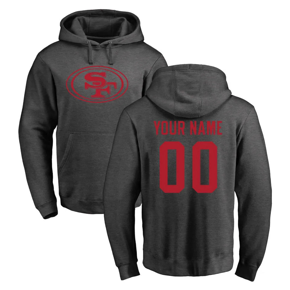 harde Custom SF.49ers Anthracite Pullover Hoodies Home Game Any Name & Numbers Stitched Jerseys