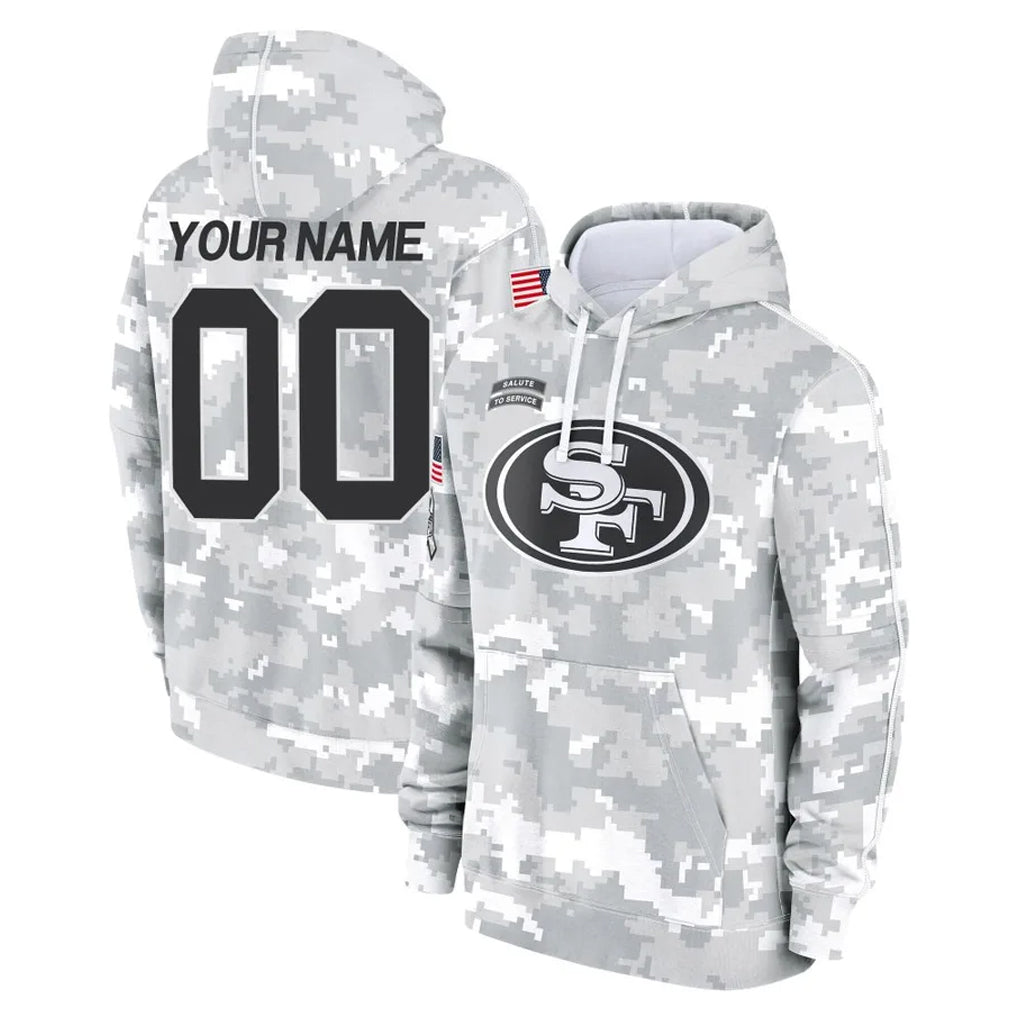 harde Custom SF.49ers Arctic Camo Limited Salute to Service Pullover Hoodies Game Any Name & Numbers Stitched Jerseys