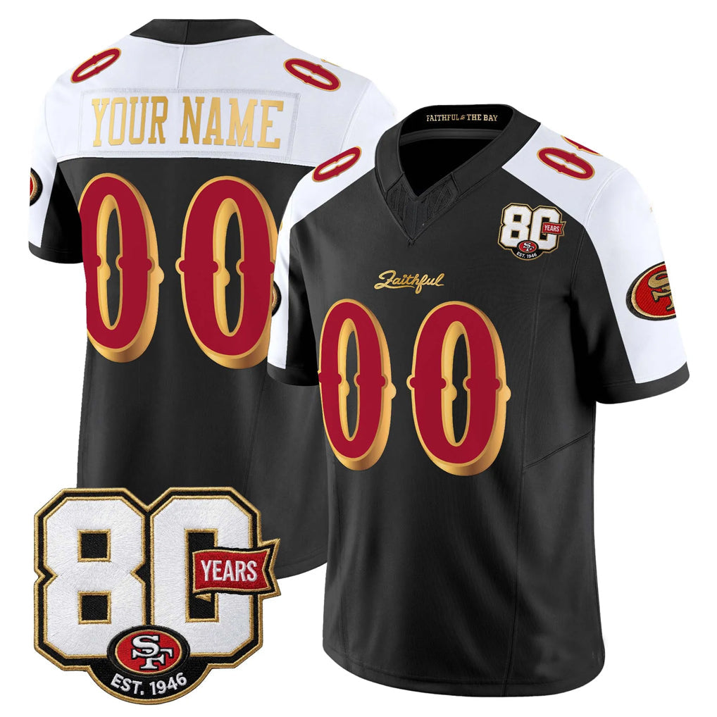 harde Custom SF.49ers Black-White Limited 80th Rivalries Collection Home Game Any Name & Numbers Stitched Jerseys