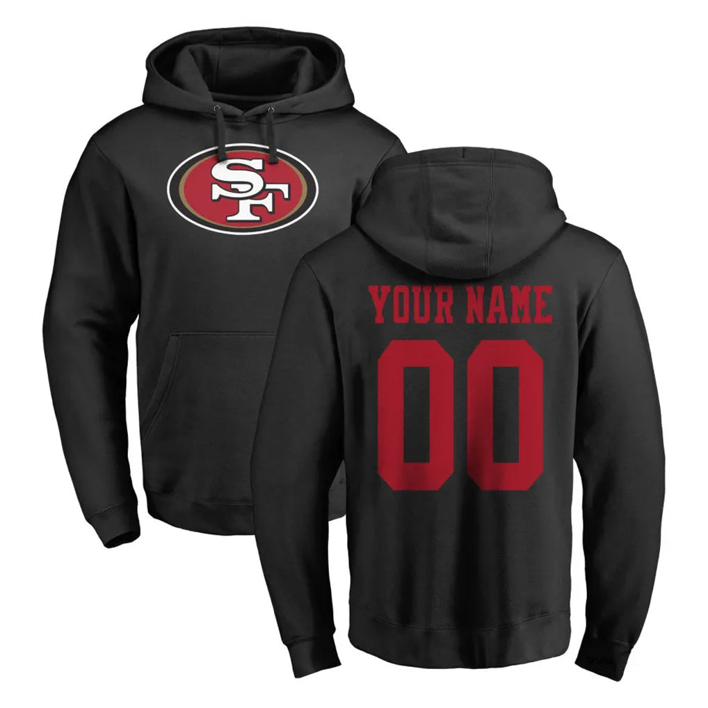 harde Custom SF.49ers Black LOGO Pullover Hoodies Home Game Any Name & Numbers Stitched Jerseys