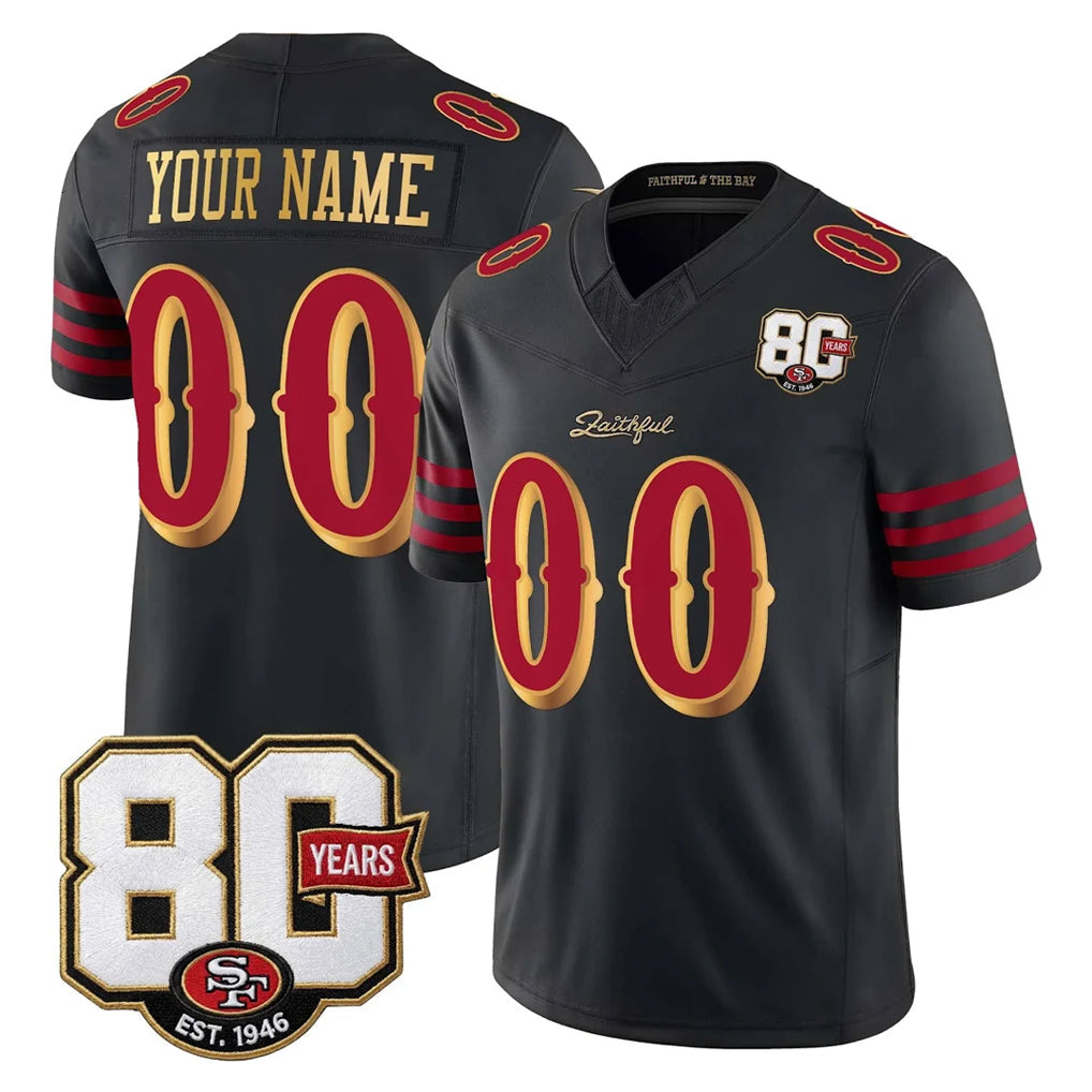 harde Custom SF.49ers Black Limited 80th Rivalries Collection Home Game Any Name & Numbers Stitched Jerseys