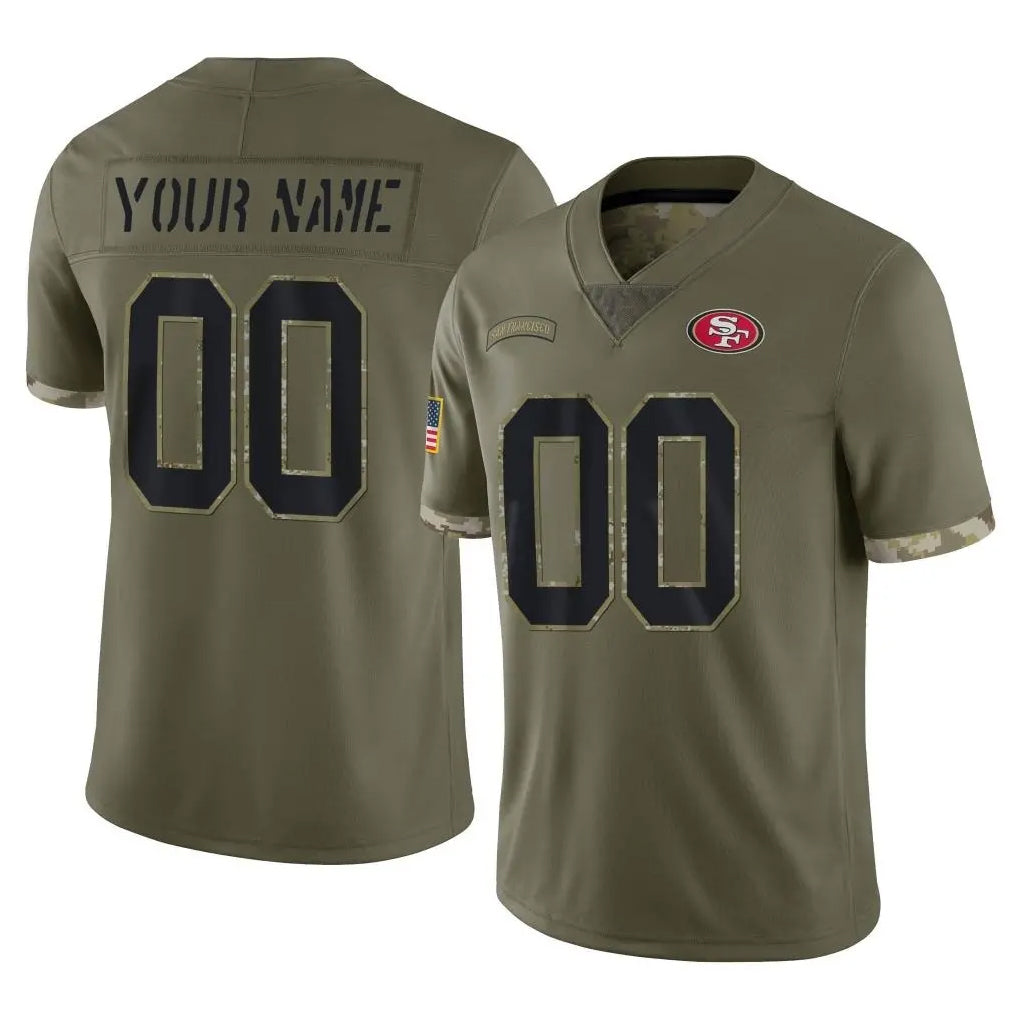 harde Custom SF.49ers Olive Limited Salute To Service Home Game Any Name & Numbers Stitched Jerseys