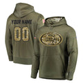 harde Custom SF.49ers Olive Salute to Service Pullover Hoodie Home Game Any Name & Numbers Stitched Jerseys