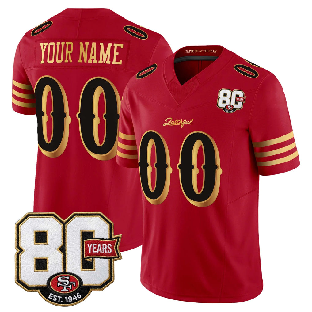 harde Custom SF.49ers Red Limited 80th Rivalries Collection Home Game Any Name & Numbers Stitched Jerseys