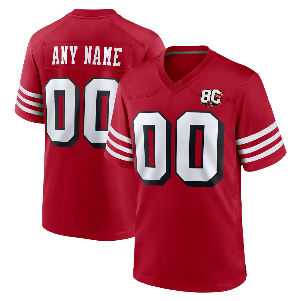 harde Custom SF.49ers Red Limited Alternate 80th Vapor Home Game Any Name & Numbers Stitched Jerseys