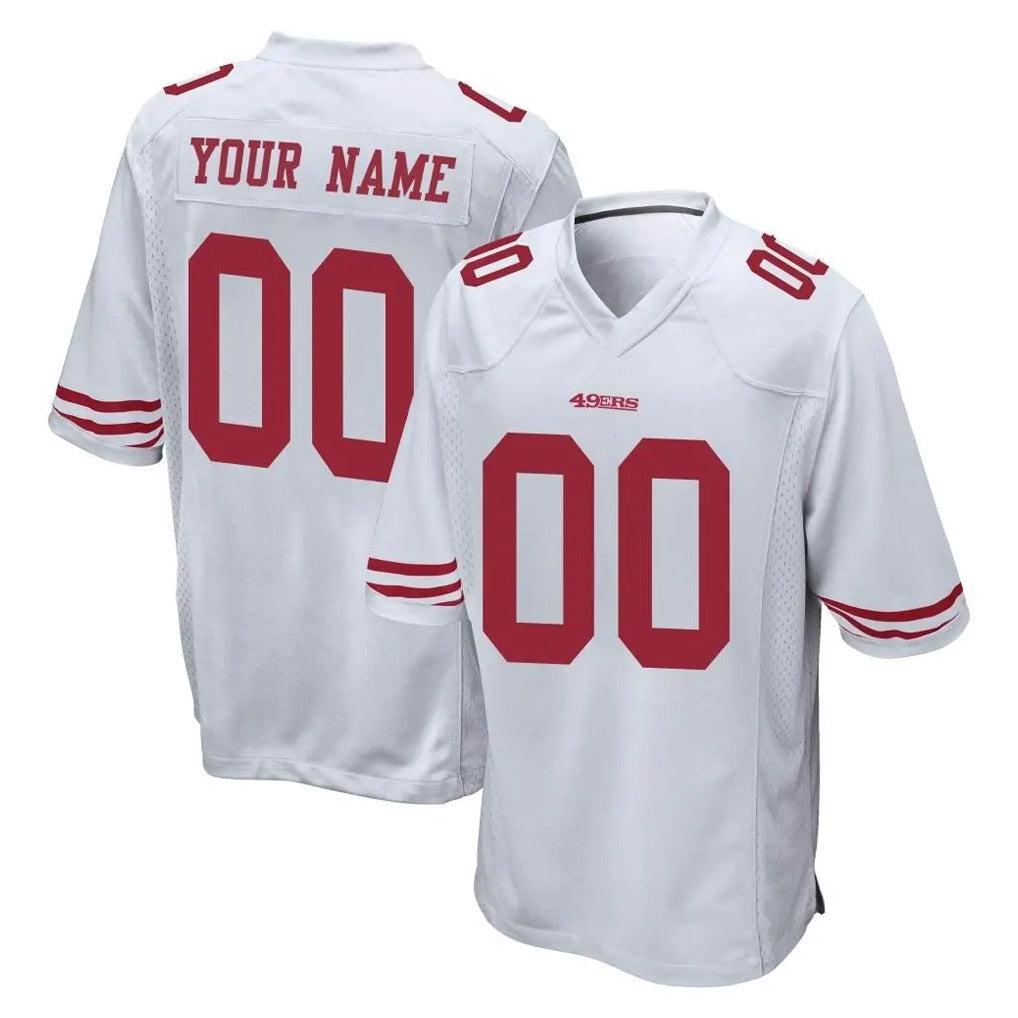 harde Custom SF.49ers White Home Game Any Name & Numbers Stitched Jerseys