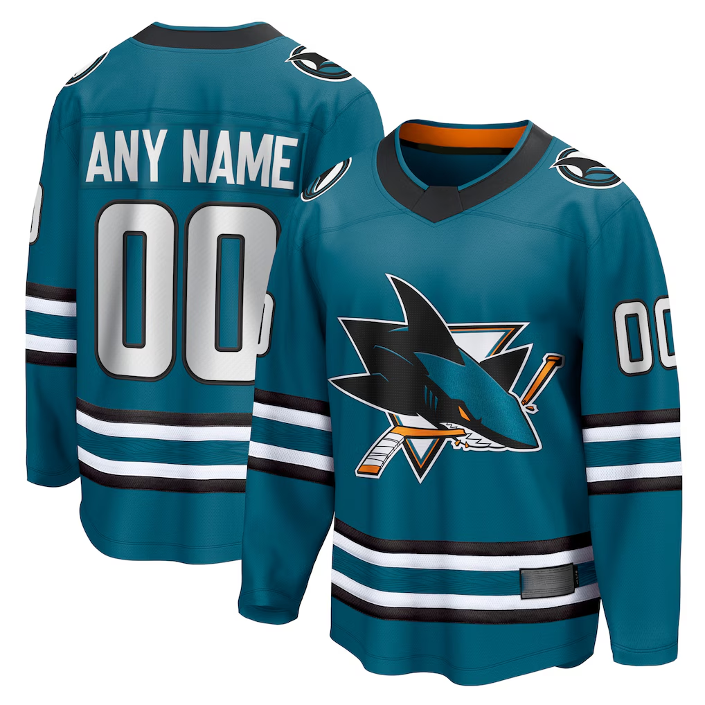 harde Custom S.Jose Sharks Teal Home Breakaway Jerseys