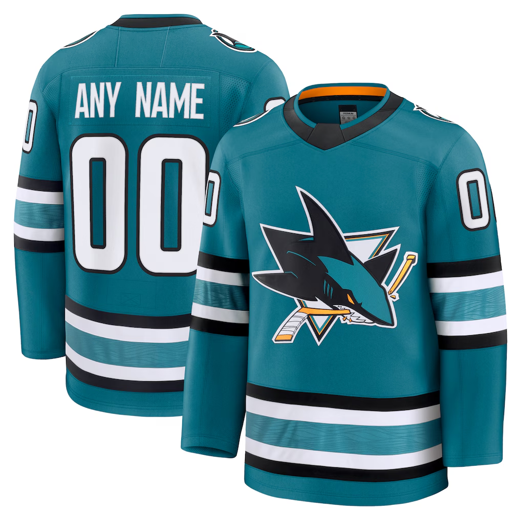 harde Custom S.Jose Sharks Teal Home Premium Jerseys