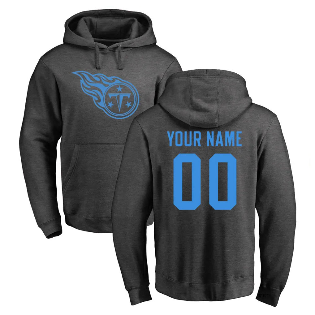 harde Custom T.Titans Ash One Color Pullover Hoodies Home Game Any Name & Numbers Stitched Jerseys