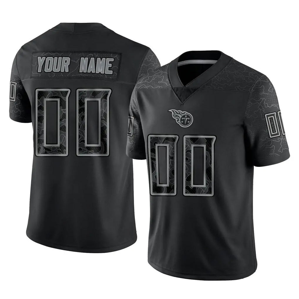 harde Custom T.Titans Black Limited Reflective Home Game Any Name & Numbers Stitched Jerseys