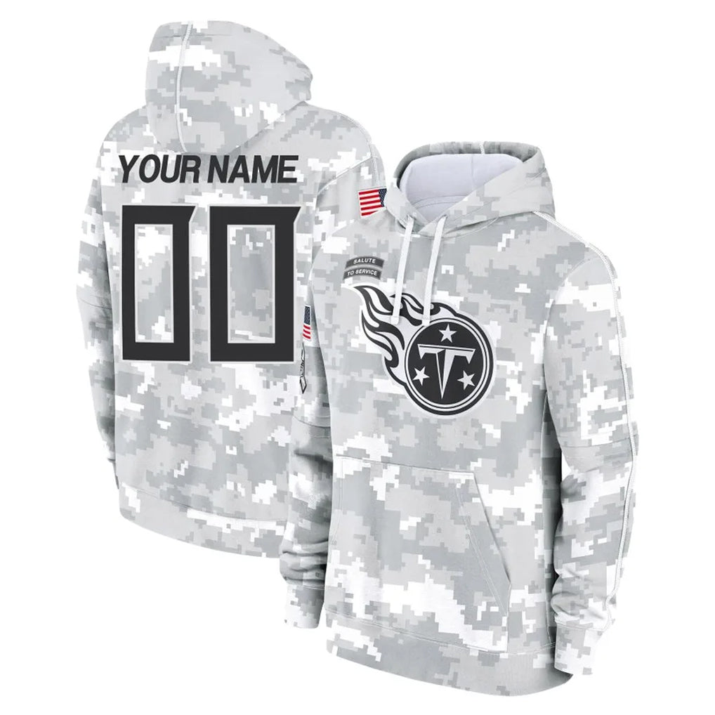 harde Custom T.Titans Camo Arctic Salute to Service Pullover Hoodies Home Game Any Name & Numbers Stitched Jerseys
