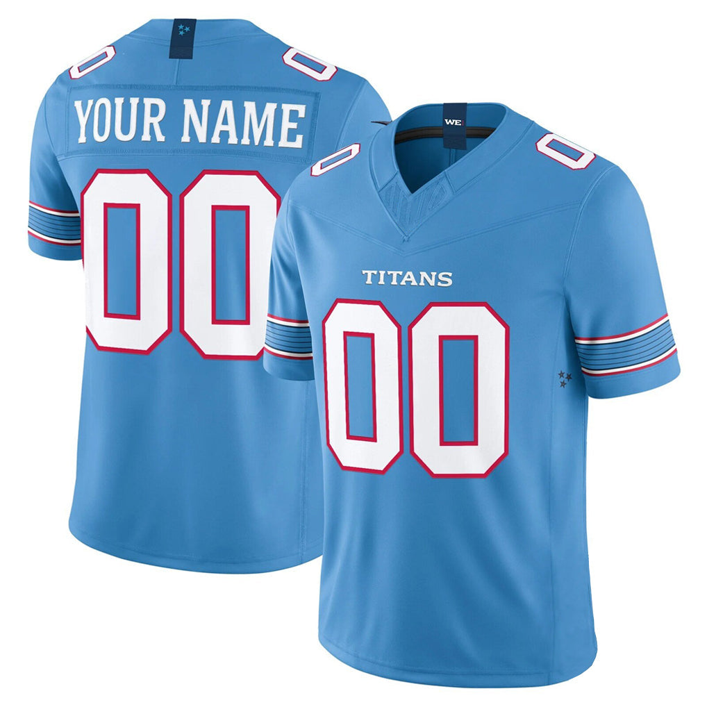 harde Custom T.Titans Light Blue Team Vapor F.U.S.E. Limited Home Game Any Name & Numbers Stitched Jerseys