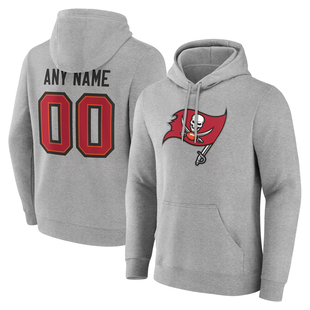 harde Custom TB.Buccaneers Gray Pullover Hoodie Home Game Any Name & Numbers Stitched Jerseys
