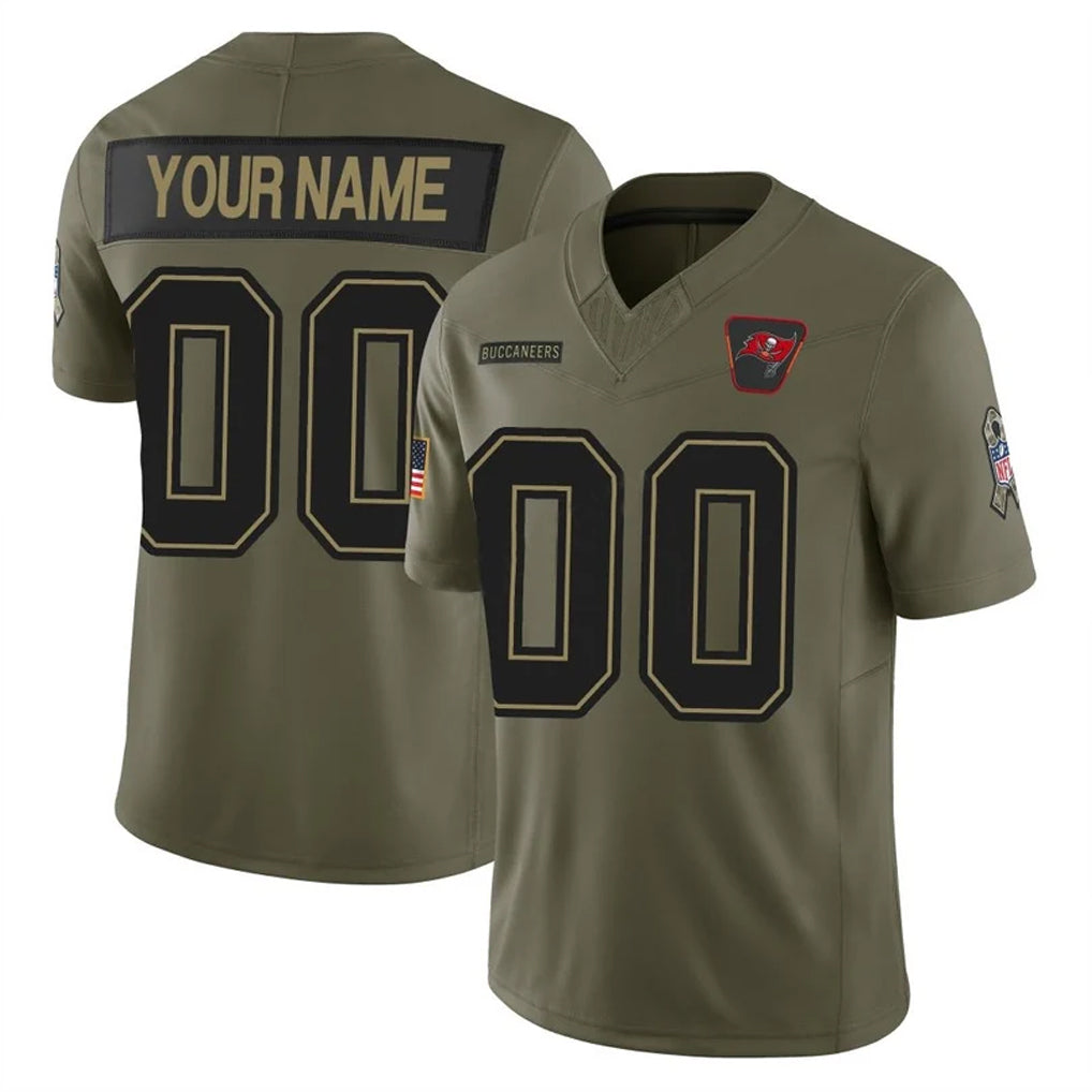 harde Custom TB.Buccaneers Olive 2025 Salute To Service Limited Home Game Any Name & Numbers Stitched Jerseys