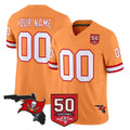 harde Custom TB.Buccaneers Orange 50th Season Vapor Limited Home Game Any Name & Numbers Stitched Jerseys