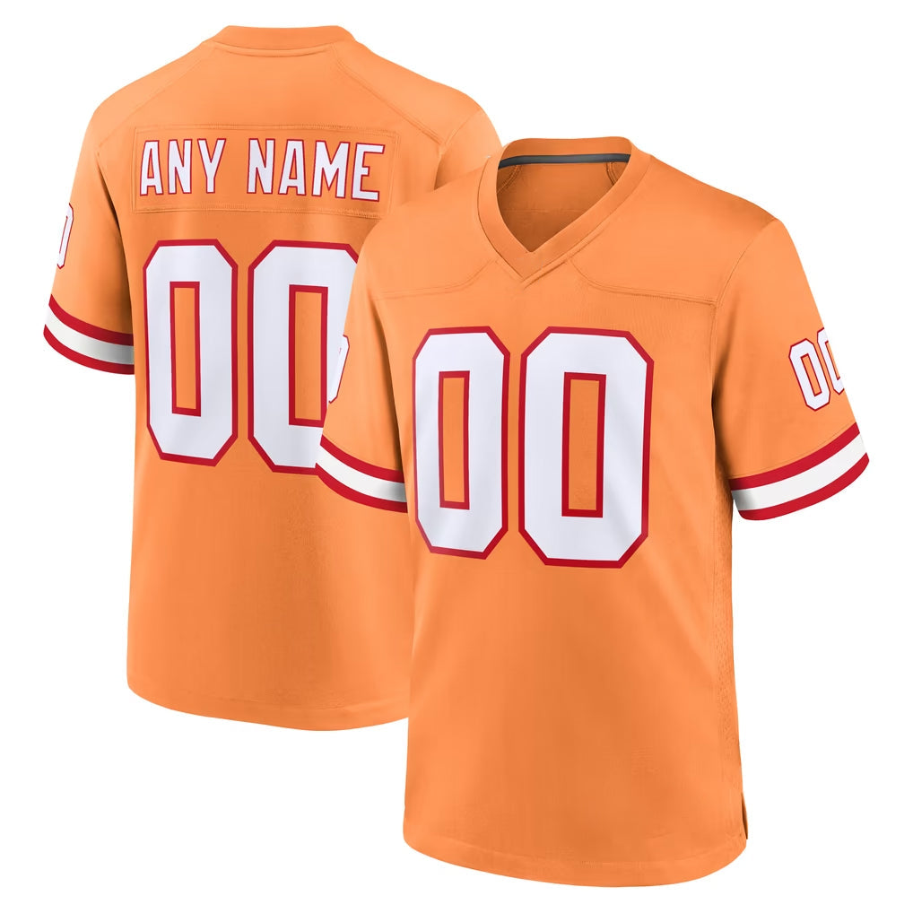 harde Custom TB.Buccaneers Orange Throwback Home Game Any Name & Numbers Stitched Jerseys