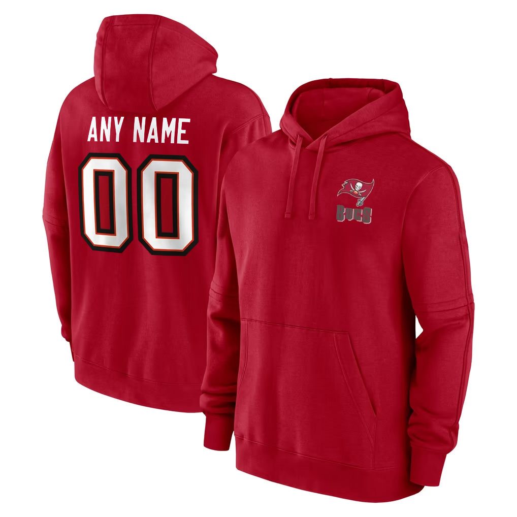 harde Custom TB.Buccaneers Red LOGO Pullover Hoodie Home Game Any Name & Numbers Stitched Jerseys