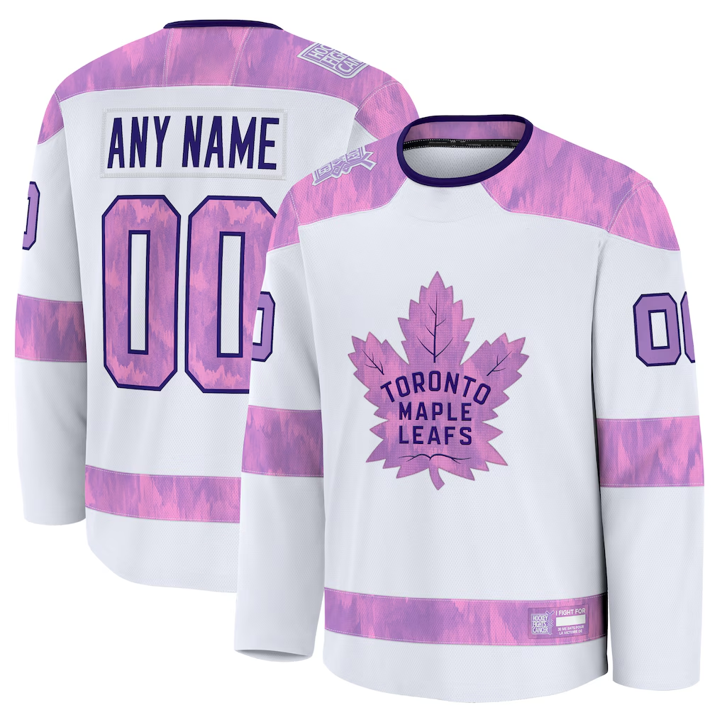 harde Custom T.Maple Leafs White 2024 Hockey Fights Cancer Practice Jerseys