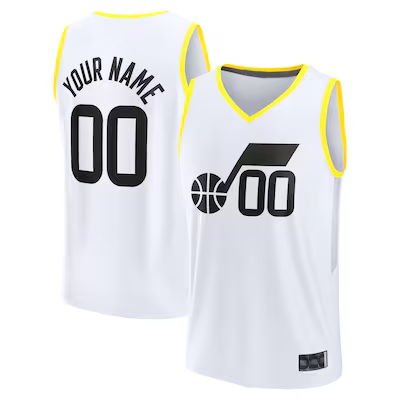 harde Custom U.Jazz Fanatics White Fast Break Replica Jerseys - Association Edition -1