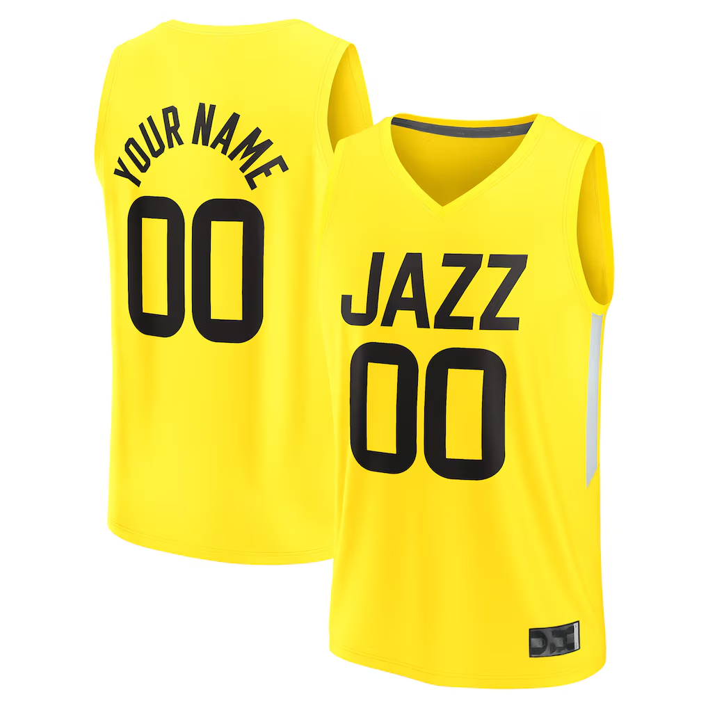 harde Custom U.Jazz Fanatics Yellow Fast Break Replica Jerseys - Icon Edition
