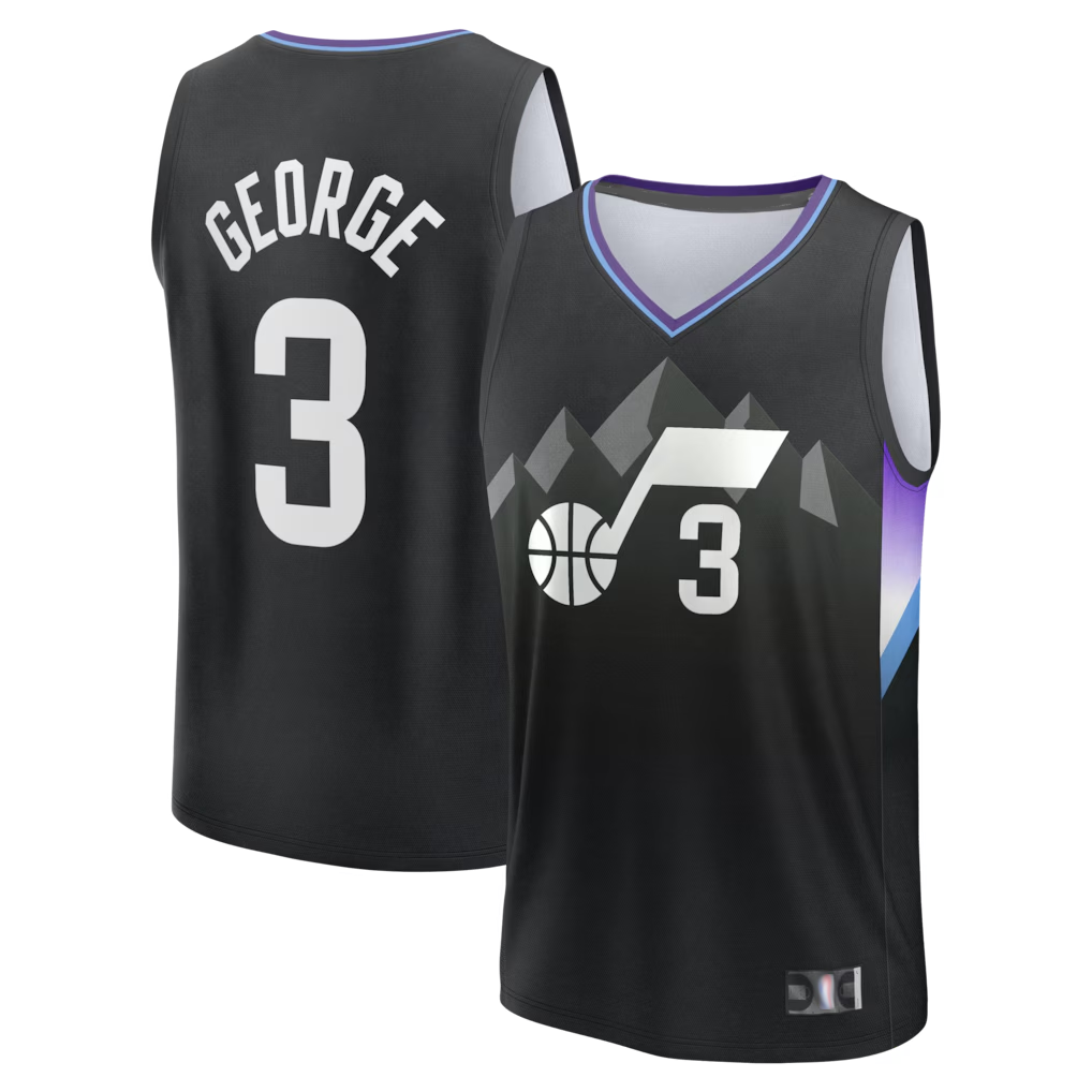 harde U.Jazz #3 Keyonte George Fanatics Black Fast Break Replica Jerseys - Statement Edition