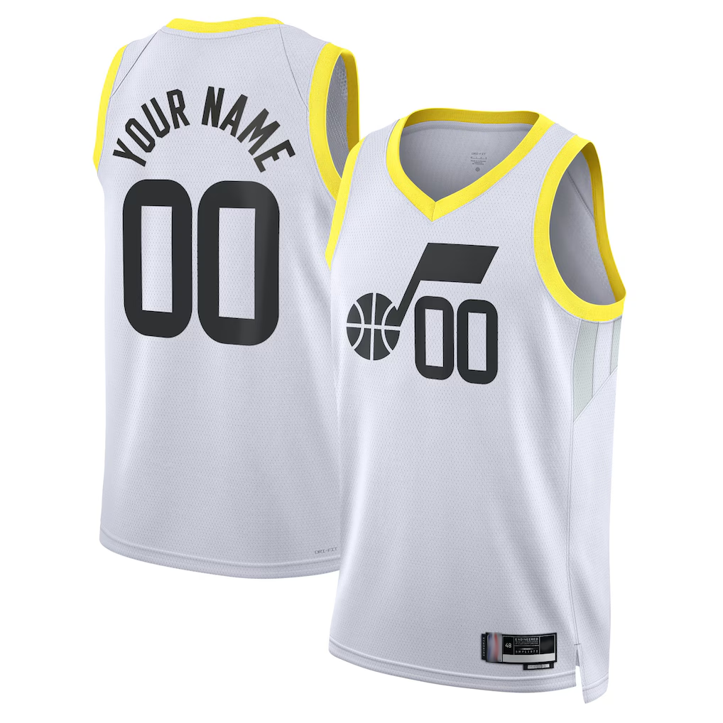 harde Custom U.Jazz White Swingman Jerseys - Association Edition