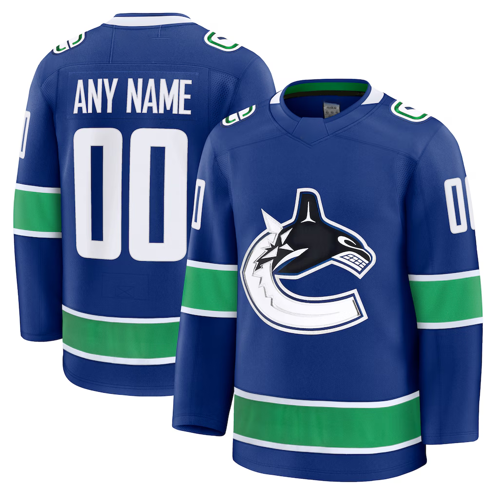 harde Custom V.Canucks Blue Home Premium Jerseys