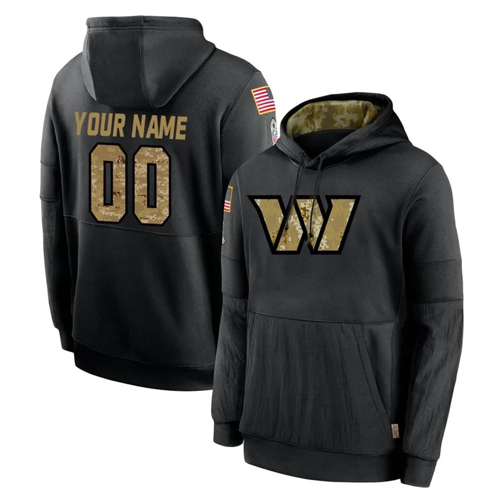 harde Custom W.Commanders Black Salute to Service Performance Pullover Hoodies Home Game Any Name & Numbers Stitched Jerseys