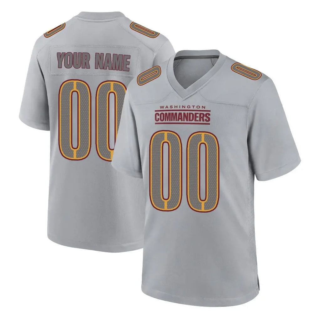 harde Custom W.Commanders Gray Atmosphere Fashion Home Game Any Name & Numbers Stitched Jerseys