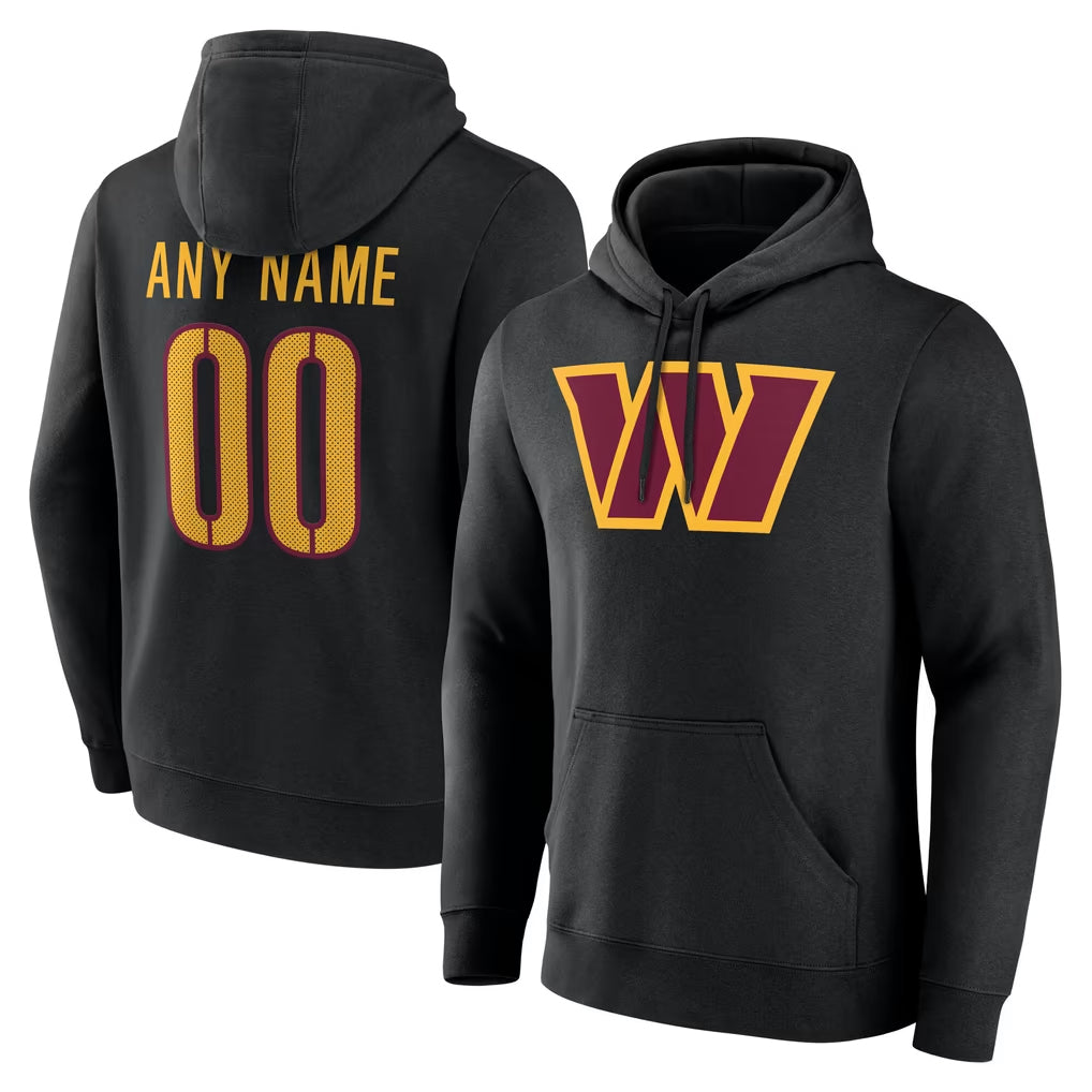 harde Custom W.Commanders Gray LOGO Performance Pullover Hoodies Game Any Name & Numbers Stitched Jerseys
