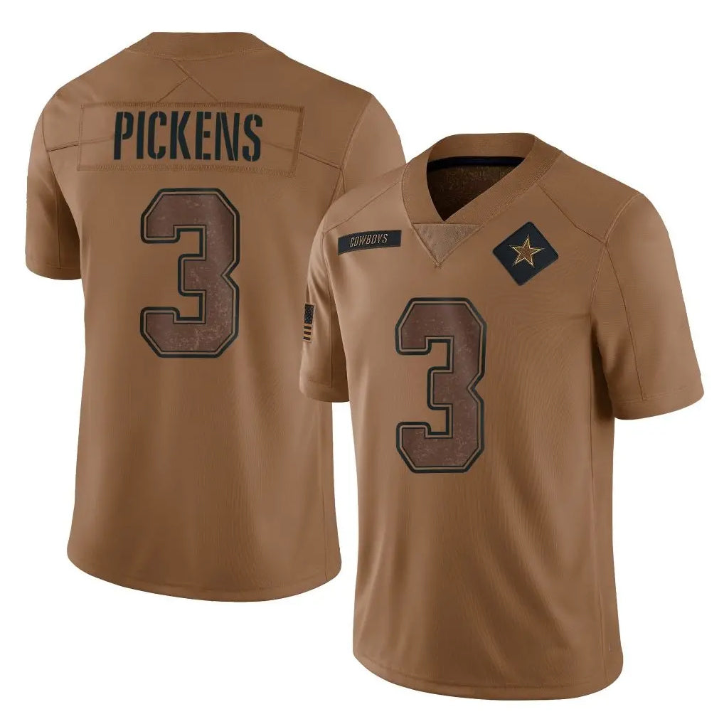 harde D.Cowboys #3 George Pickens Player Brown Salute to Service Limited Home Game Stitched Jerseys