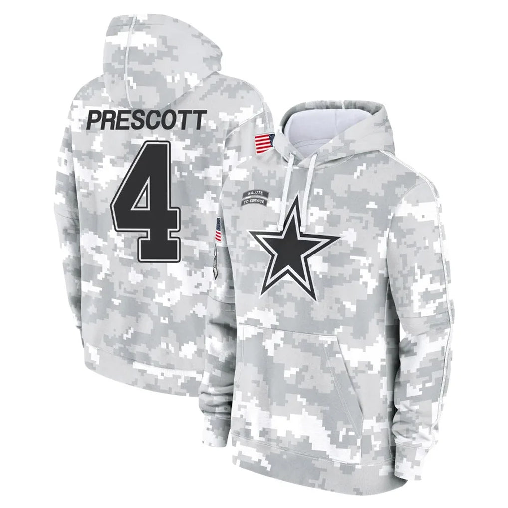 harde D.Cowboys #4 Dak Prescott Player Arctic Camo Salute to Service Hoodies Limited Game Stitched Jerseys