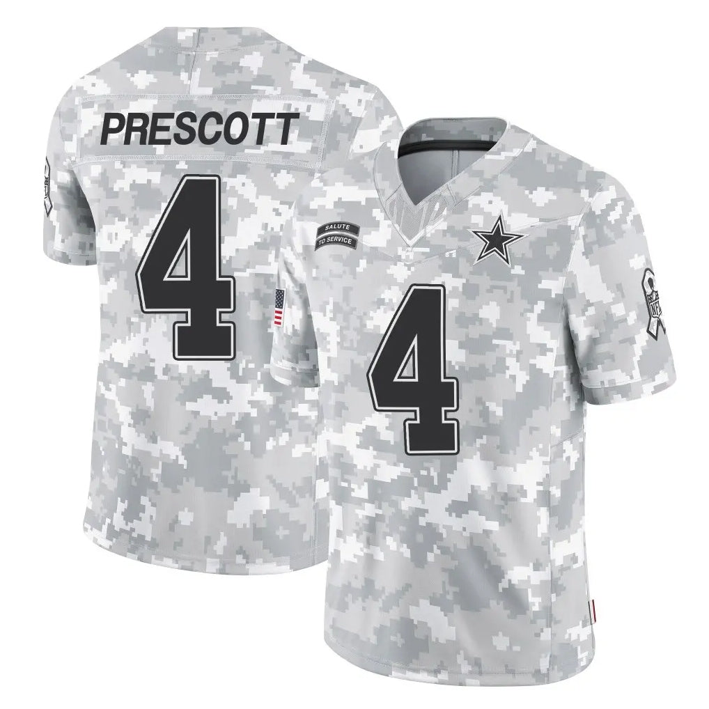 harde D.Cowboys #4 Dak Prescott Player Arctic Camo Salute to Service Limited Home Game Stitched Jerseys