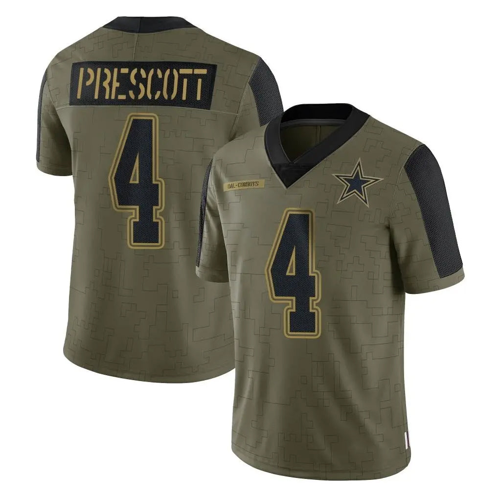 harde D.Cowboys #4 Dak Prescott Player Olive Salute to Service Limited Home Game Stitched Jerseys