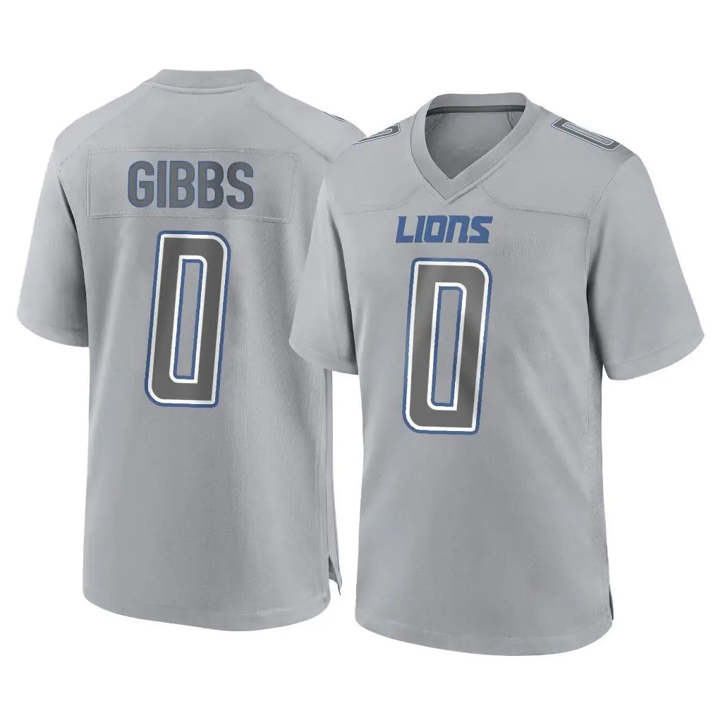 harde D.Lions #0 Jahmyr Gibbs Player Gray Atmosphere Fashion Home Game Stitched Jerseys