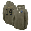 harde D.Lions #14 Amon-Ra St. Brown Player Olive Salute to Service Pullover Hoodies Limited Stitched Jerseys