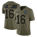 harde D.Lions #16 Jared Goff Player Olive 2025 Salute To Service Limited Home Game Stitched Jerseys