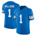 harde D.Lions #1 Jameson Williams Player Blue Limited Vapor F.U.S.E. Alternate Home Game Stitched Jerseys