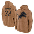 harde D.Lions #32 Brian Branch Player Brown Salute to Service Hoodies Limited Game Stitched Jerseys