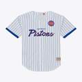 harde D.Pistons Mitchell & Ness White Head Coach Pinstripe Mesh Full-Button Baseball Jerseys