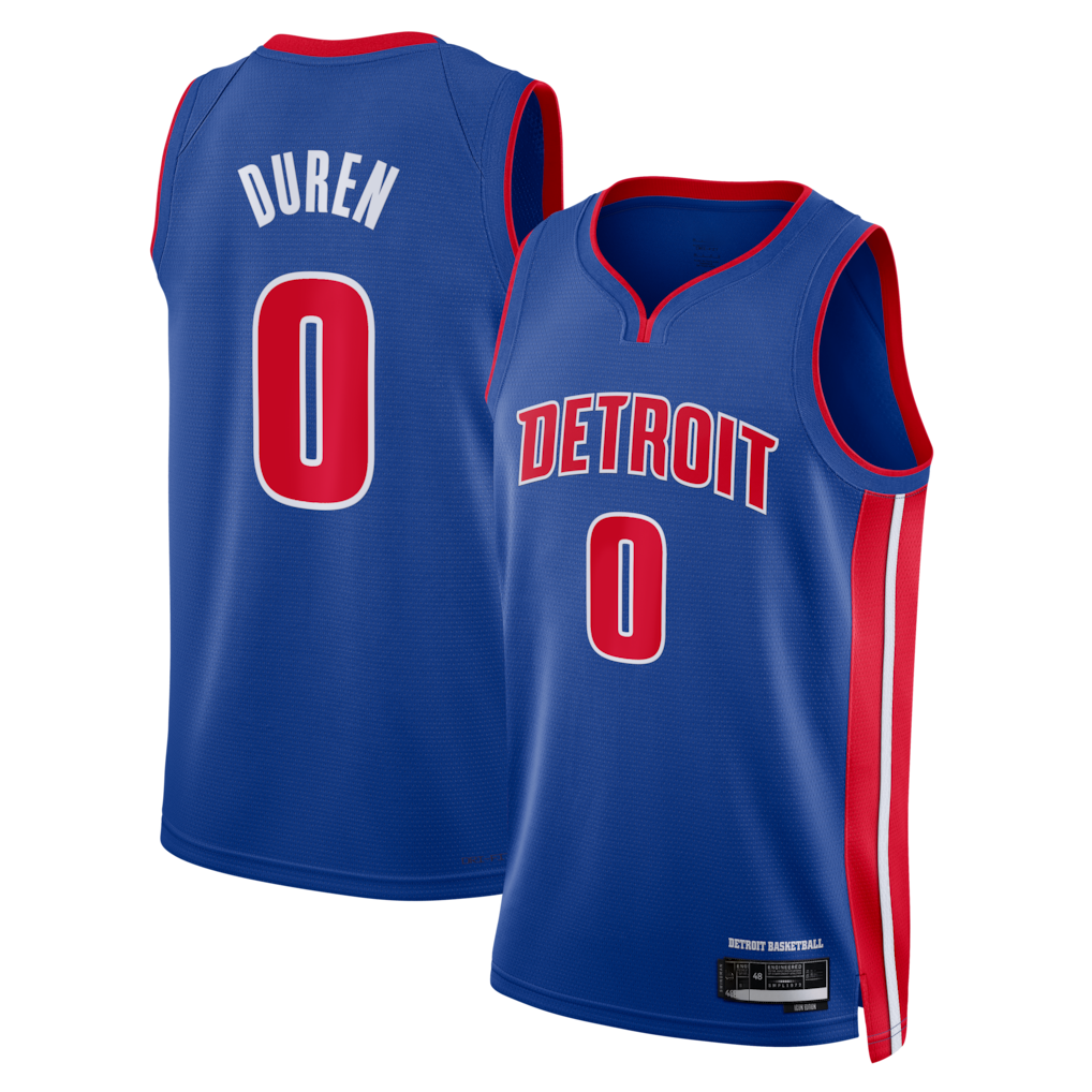 harde D.Pistons #0 Jalen Duren Blue Swingman Jerseys - Icon Edition