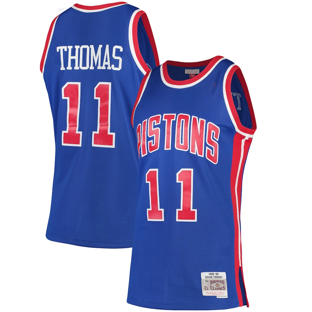 harde D.Pistons #11 Isiah Thomas Mitchell & Ness Blue 198889 Hardwood Classics Swingman Jerseys