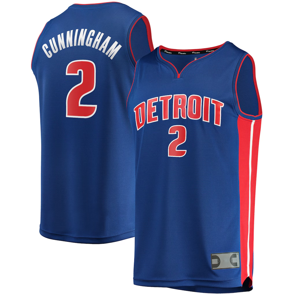 harde D.Pistons #2 Cade Cunningham  Blue Fast Break Replica Jerseys - Icon Edition